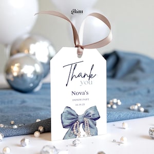 Denim diamond and pearl gift tag template denim and diamond digital gift tag denim party favor denim diamond themes denim and pearl tag DDP1