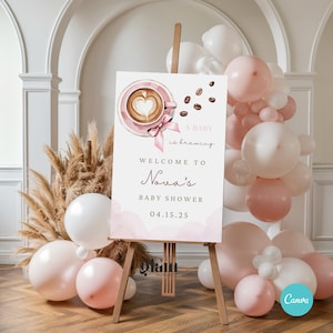 A Baby Is Brewing Dusty Pink Coffee Baby Shower coffee themed baby shower baby brewing coffee shower welcoming sign coffee baby party BCP1