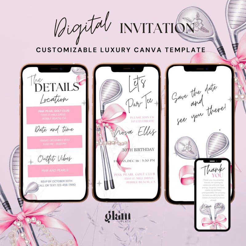 Golf Birthday Invites Girl Etsy UK — free download