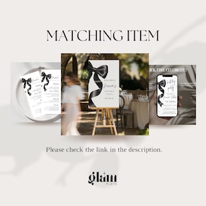 Minimalistische zwarte strik uitnodigen minimalistische RSVP, online RSVP-uitnodiging, RSVP-websites, bewerkbaar uitnodigend, zwarte kokette BB4 met strikthema afbeelding 12