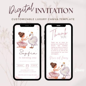 Tutu Cute Ballet Birthday Invite,Ballet theme first birthday,Ballerina birthday party invites,tutu cute birthday party,ballet swan birthday