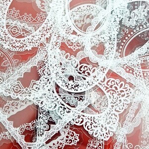 25 pcs Vintage White Lace Stickers, Vintage stickers Pack, Junk journal stickers, Scrapbooking stickers, Planner stickers, Lace Stickers