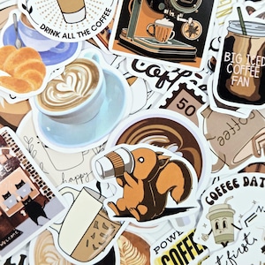 Coffee Stickers Pack : Waterproof Glossy Die Cut Decals
