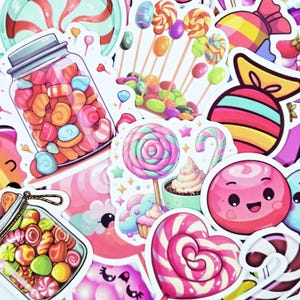 Pack of 50 Candy and Dessert Stickers, Candy stickers, Dessert stickers, Food stickers cute, Funny stickers, Kids stickers, Die cut stickers