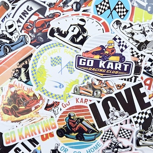 Pack of 50 Kart Racing Stickers, Kart Sticker, Kart Racing, Racing Sticker, Go Cart Stickers, Go Karting, Die cut stickers