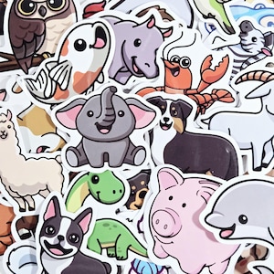 Paquete de 50 pegatinas de animales lindos, pegatinas de animales, paquete de pegatinas de animales, pegatinas para niños, pegatinas del zoológico, pegatinas de granja, pegatinas troqueladas