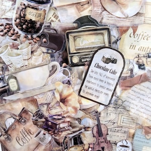 Pack of 40 Retro Cafe Transparent Stickers, Coffee stickers, Stickers for coffee lovers, Cafe Stickers, Planner stickers, Die cut stickers
