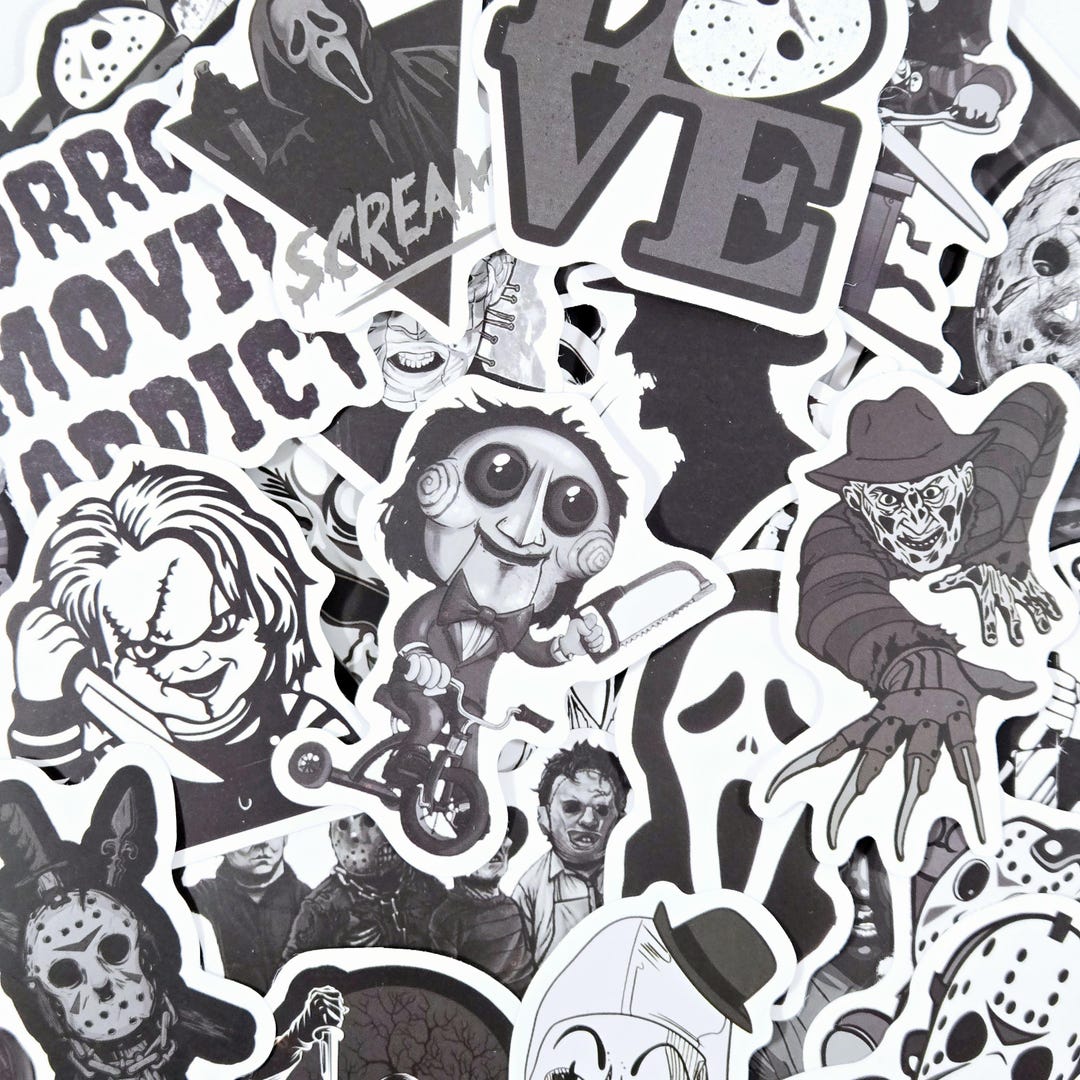 Horror Movie Stickers : 50-piece Dark Tattoo Style Die-cut Decals - Etsy