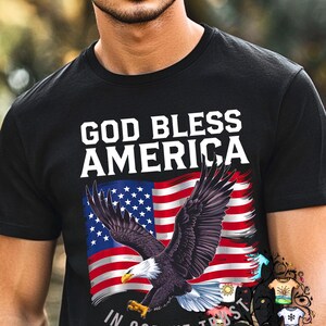 God Bless America Eagle T-Shirt - Patriotic USA Flag Tee - American Pride Shirt - 4th of July Shirt - USA Bald Eagle Gift Top
