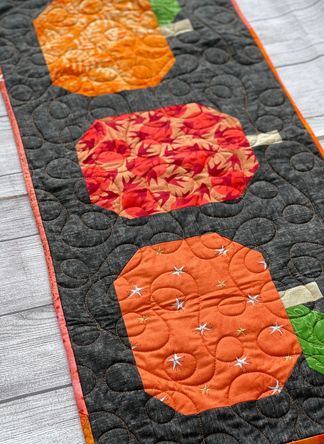 Handmade Table Runner Pumpkin Table Runner Quilted, Halloween Table