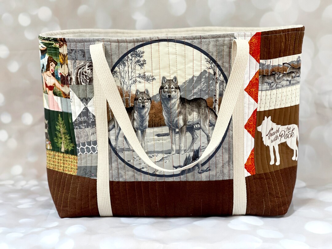 "Keep Calm And Howl On" Wolf Tote Bag – Natural Canvas Reusable Shopping Bag, Durable & Fun - View #6