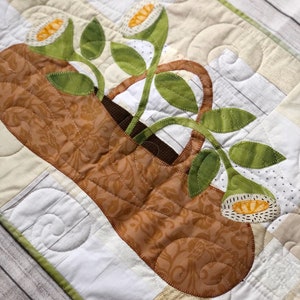 Basket of Primrose Flowers Table Runner- handmade table runner, table runner quilt, flower table runner