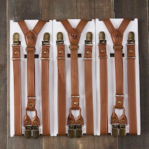 Leather Suspenders Men Brown Suspenders Wedding Suspenders Mens Suspenders Groomsmen Suspenders Rustic Suspenders Groomsmen Gifts for Him