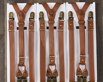 Leather Suspenders Brown Suspenders Wedding Suspenders Mens Suspenders Groomsmen Suspenders Christmas Gifts Groomsmen Gifts for Him
