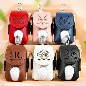 Personalized Golf Ball Bag, Mini Golf Ball Holder, Leather Golf Ball Bag, Stylish Pouch for Golf Balls, Tees Holder,Great Golf Gifts for Him