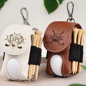 Personalized Golf Ball Bag, Mini Golf Ball Holder, Leather Golf Ball Bag, Stylish Pouch for Golf Balls, Tees Holder,Great Golf Gifts for Him