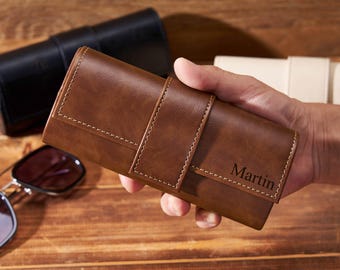 Personalized Leather Sunglasses Box for Groomsmen/Bridesmaid, Leather Glasses Case, Custom Glasses Case, Bridal Party Gift, Groomsmen Gift