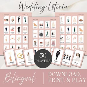 Bilingual Bridal Shower Game |  Wedding Loteria | Loteria Wedding Game | Print & Play Game -Instant Download