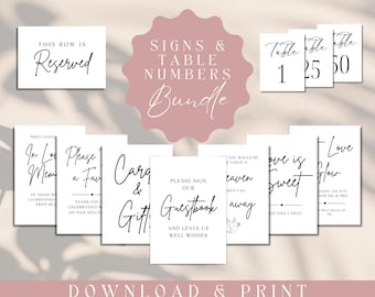 Wedding Signs | Wedding Decorations | Wedding Signage| Wedding| Table Numbers | Digital Download | DIY wedding decor