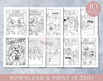 UTSA Roadrunners Coloring Pages: Game Day Activity (Digital Download)