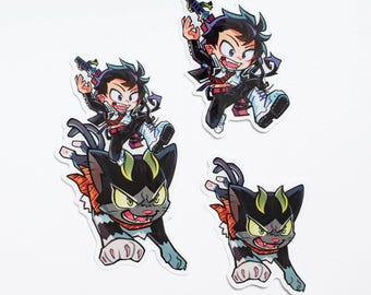Rin Okumura and Kuro Cat Blue Exorcist Vinyl Stickers 2.5-4 in (6-10 cm)