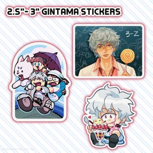Gintama Anime Stickers: Odd Jobs Gin-chan, Ginpachi-Sensei - 3 inch Vinyl
