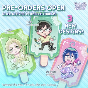 PRE-ORDER Blue Exorcist Acrylic Popsicle Keychain Charms: Yukio, Mephisto, Lucifer
