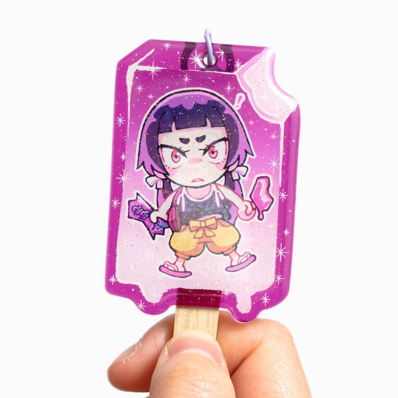 Blue Exorcist Popsicle Keychain Acrylic Charms: Yukio, Mephisto, Lucifer, Rin, Izumo Izumo- Grape