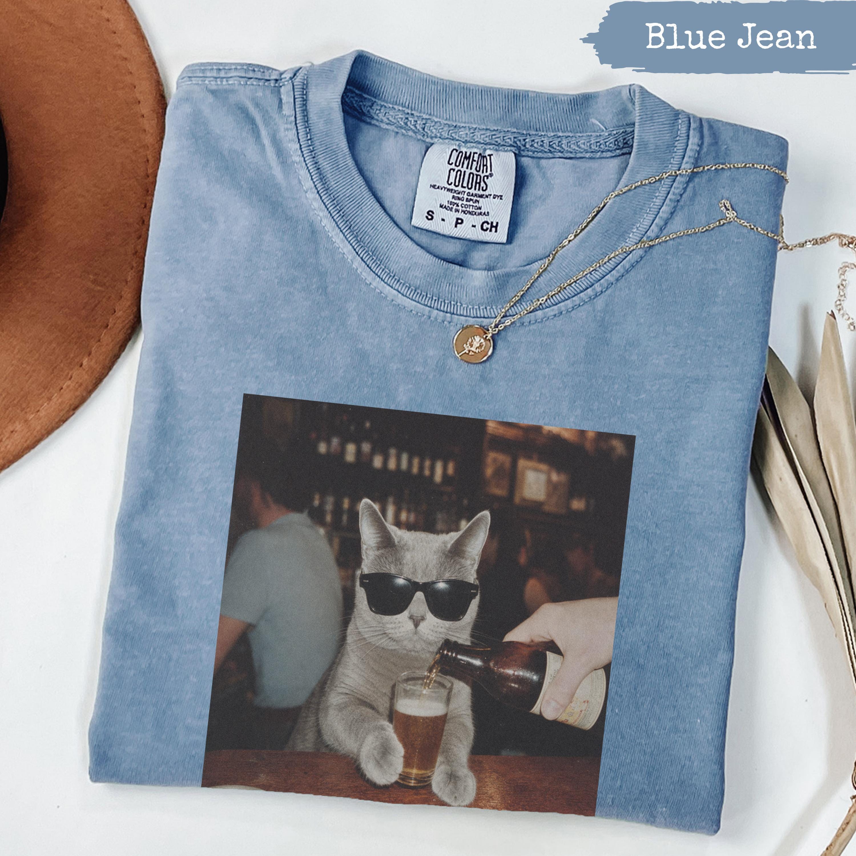 Comfort Colors® Funny Cat Drinking Beer Shirt, Cool Sunglasses Cat