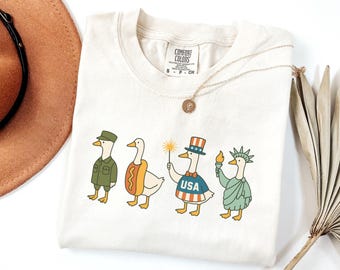 4th of July Comfort Colors Shirt Patriotic Goose T-shirt USA Shirt Fourth of July Goose Tshirt American Flag Independence Day Shirt