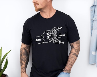 Fist Bump Dad Shirt, Custom Dad Shirt with Kids Names Personalized Father's Day Gift New Dad Tee New Dad Gift for Dads