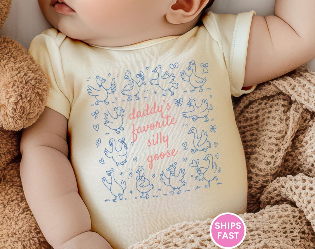 Daddy's Favorite Silly Goose Baby Onesie Baby Shower Gift for New Dad Silly Goose Kids Shirt Gift for Dad Cute Bodysuit for Baby - Bodysuits - 3-6M, Natural