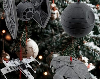 Enfeites de Natal de Star Wars – Decoração de árvore de Natal de ficção científica impressa em 3D