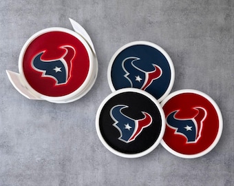 Juego de posavasos de los Houston Texans – Decoración para el día del partido de la NFL con soporte
