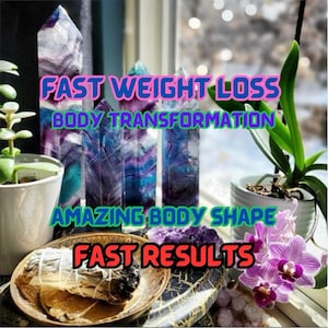 May include: A close-up of a group of colorful crystals with the text "FAST WEIGHT LOSS BODY TRANSFORMATION AMAZING BODY SHAPE FAST RESULTS".