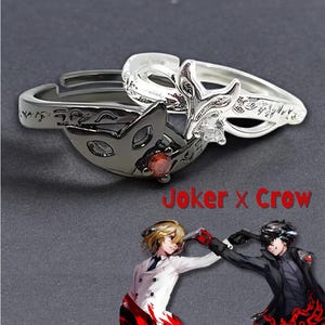 Gothic Persona 5 Ring, GoroAkechi Crow and Joker Adjustable Opening Ring , Anime Fans Gift