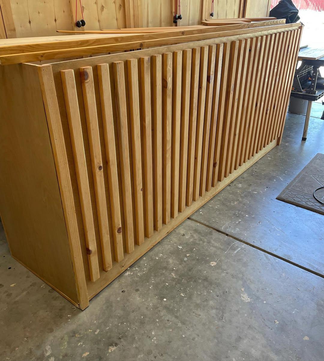 Modern Wooden Reception Desk With Vertical Slat Design - Etsy
