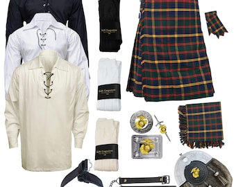 USMC Tartan Kilt Outfit for Men, Leatherneck Marine Corps Complete Kilt Set, 16oz Highland Dress, Military Scottish Gift