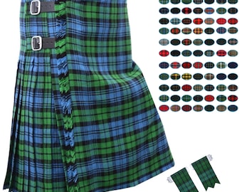 Traditional Scottish Tartan Kilt for Men, 8 Yard Acrylic Wool Kilt with Flashes, Handmade Highland Kilt, Wedding & Burns Night
