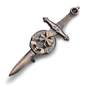 Irish Shamrock Claddagh Celtic Kilt Pin Saint Patrick Day Gift - 4 Inch - Rust-Free Brass