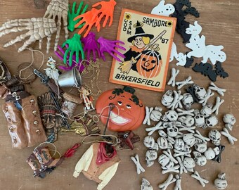 destash halloween crafting supplies assemblage jewelry making beads charms lot junk drawer