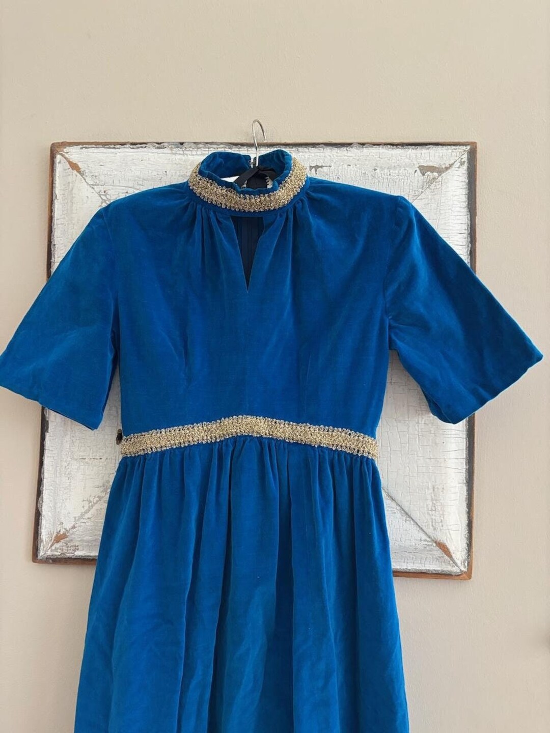 Royal Blue 1960s Sam Paula Velvet Dress