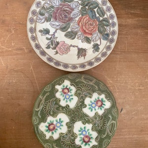 vintage decorative plates toyo painted roses ardart occupied japan lenwile china hand painted 6328 signed floral raised textured cottage