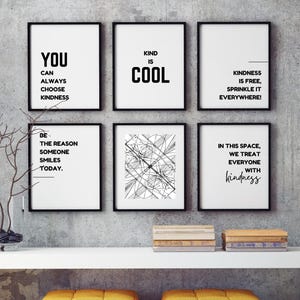 Kindness Posters for Kids, Classroom & Homeschool Decorations, Positive Affirmations, 5 Wall Art Designs, 8x10/11x14/16x20&quot;