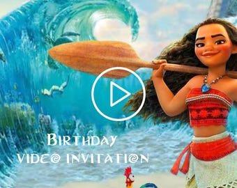 Moana Video Birthday Party Invitation, Moana Animated Digital Video Invite for mobile, Fun Moana themed Kids evite, Canva Template