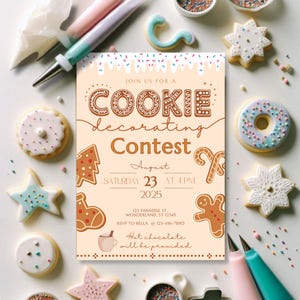 Cookie Dekorieren Contest Party Einladung, Kinder Lebkuchen Zucker Cookie Back Wettbewerb einladen, Ostern süße Leckereien Urlaub Bake-off