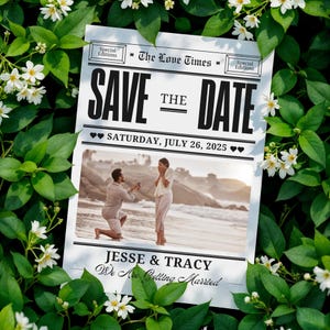 Newspaper Engagement Announcement Template, Editable Save the Date Announcement, Wedding Announcement, Printable Engagement Notice, Canva
