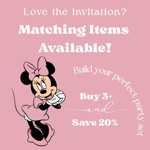 Oh My! Oh Gee! Minnie Mouse Themed Birthday Invitation for Baby Girl Turning Three! Pink Bow Themed Bday Party Invite, Editable Canva Invite image 4