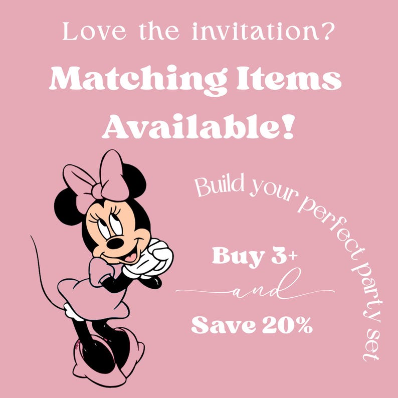 Oh My! Oh Gee! Minnie Mouse Themed Birthday Invitation for Baby Girl Turning Three! Pink Bow Themed Bday Party Invite, Editable Canva Invite image 4