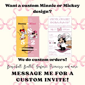 Oh My! Oh Gee! Minnie Mouse Themed Birthday Invitation for Baby Girl Turning Three! Pink Bow Themed Bday Party Invite, Editable Canva Invite image 10